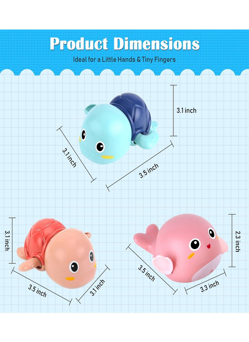 LEFAFA - Baby Bath Toys, 4 Pack Wind Up Swimming Turtle Dolphins Water Bath Toys for Toddlers 1-3, Infant Bathtub Swimming Pools Bath Toys for Girl Boy Gifts - Image 1