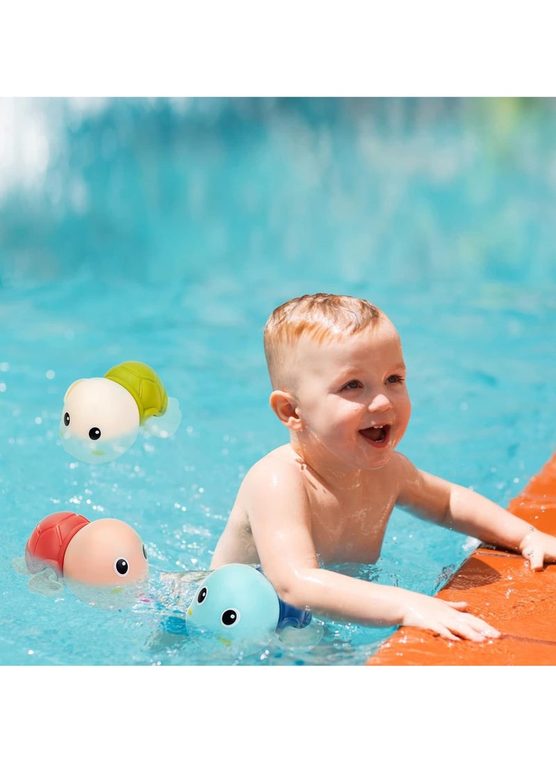 LEFAFA - Baby Bath Toys, 4 Pack Wind Up Swimming Turtle Dolphins Water Bath Toys for Toddlers 1-3, Infant Bathtub Swimming Pools Bath Toys for Girl Boy Gifts - Image 1