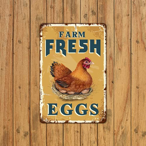 Harooni Farm Fresh Eggs Tin Signs - Vintage Country Chicken Hen Rooster Tin Signs Funny Chicken Coop Metal Signs Outdoor Chicken Decor For Chicken Lovers Chicken House Decor 8×12 Inch - Image 3