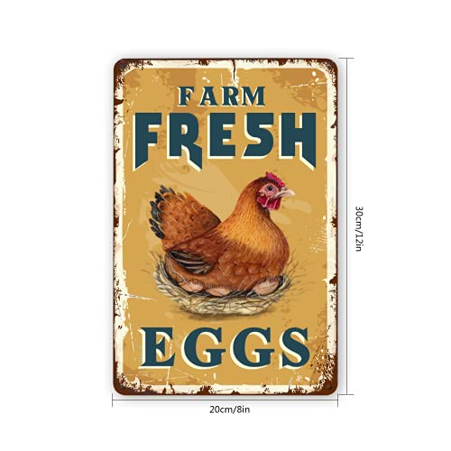 Harooni Farm Fresh Eggs Tin Signs - Vintage Country Chicken Hen Rooster Tin Signs Funny Chicken Coop Metal Signs Outdoor Chicken Decor For Chicken Lovers Chicken House Decor 8×12 Inch - Image 2