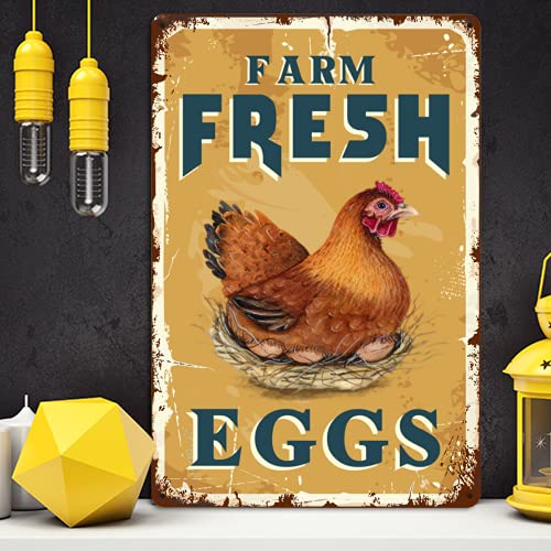 Harooni Farm Fresh Eggs Tin Signs - Vintage Country Chicken Hen Rooster Tin Signs Funny Chicken Coop Metal Signs Outdoor Chicken Decor For Chicken Lovers Chicken House Decor 8×12 Inch - Image 4