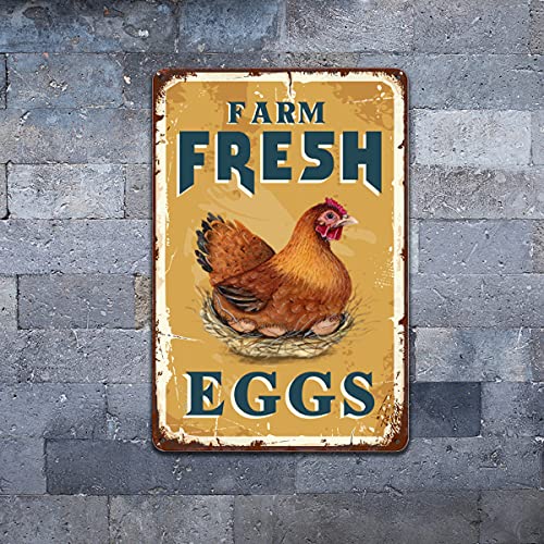 Harooni Farm Fresh Eggs Tin Signs - Vintage Country Chicken Hen Rooster Tin Signs Funny Chicken Coop Metal Signs Outdoor Chicken Decor For Chicken Lovers Chicken House Decor 8×12 Inch - Image 5