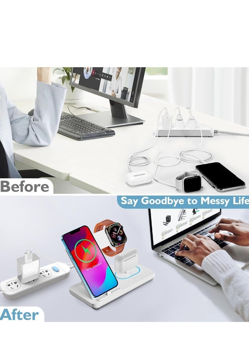 general Wireless Charger Stand for iPhone Multiple Devices, Foldable 3 in 1 Fast Charging Stand Dock for iPhone 14 13 12 11 Pro X Max XS XR 8 7 Plus 6s, Apple Watch Charger - Image 4