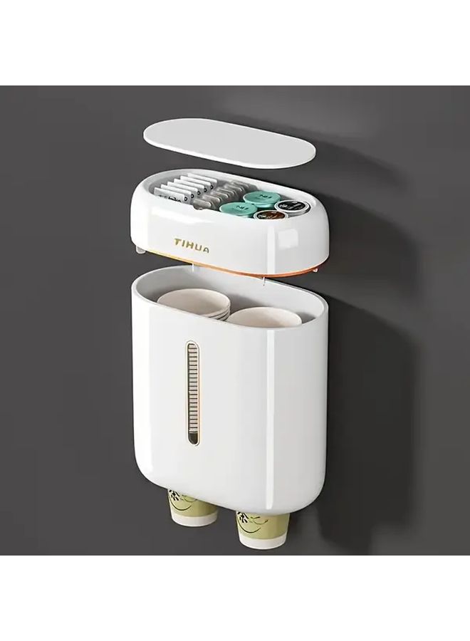 White Automatic Space Saving Cup Holder Dispenser Organizer Container - Image 2