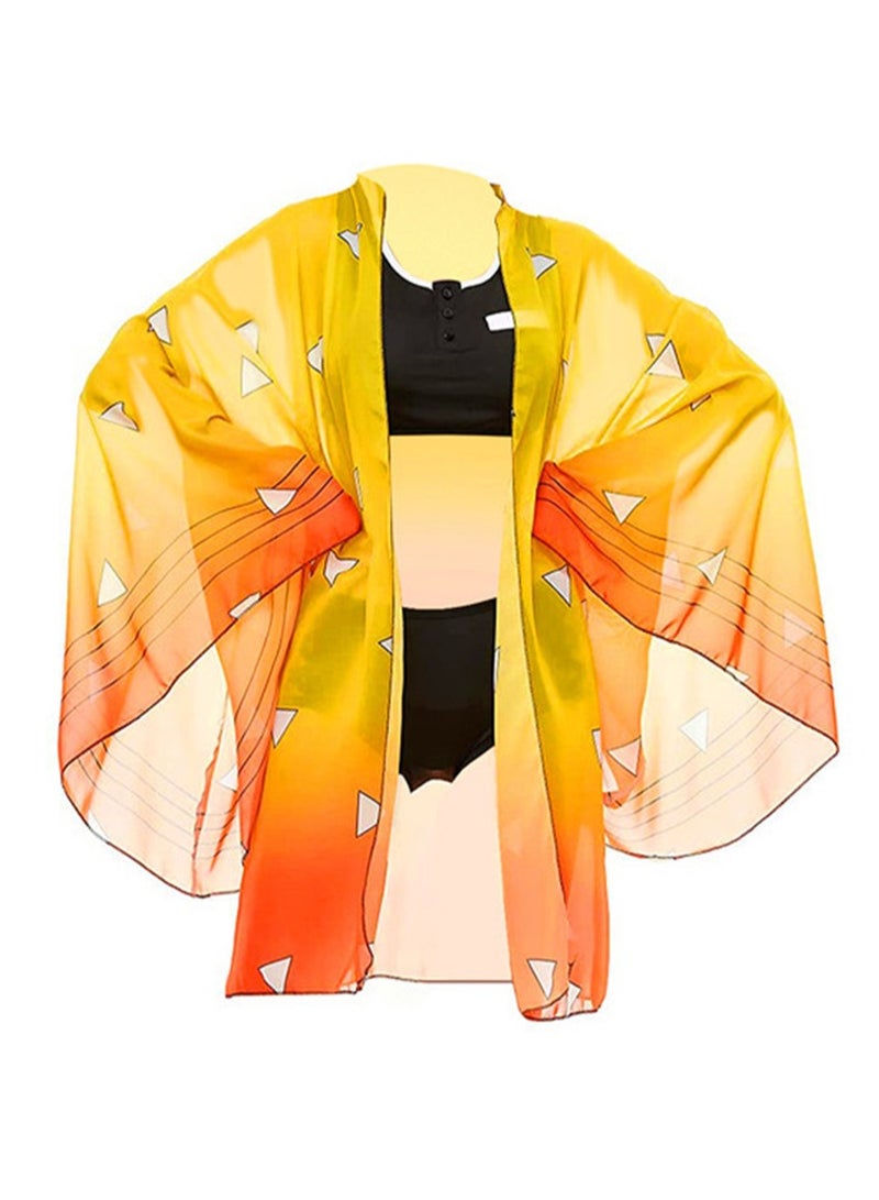 3pcs animation Demon Slayer swimsuit cover-up sun protection beach vacation swimsuit
