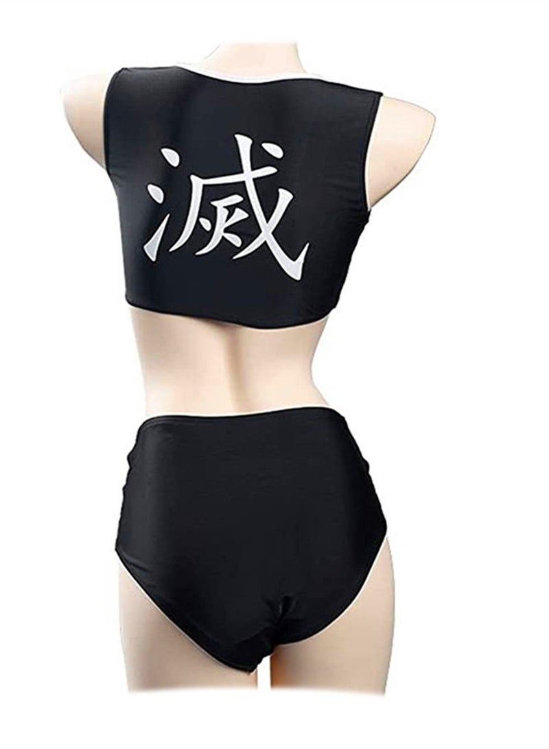 3pcs animation Demon Slayer swimsuit cover-up sun protection beach vacation swimsuit