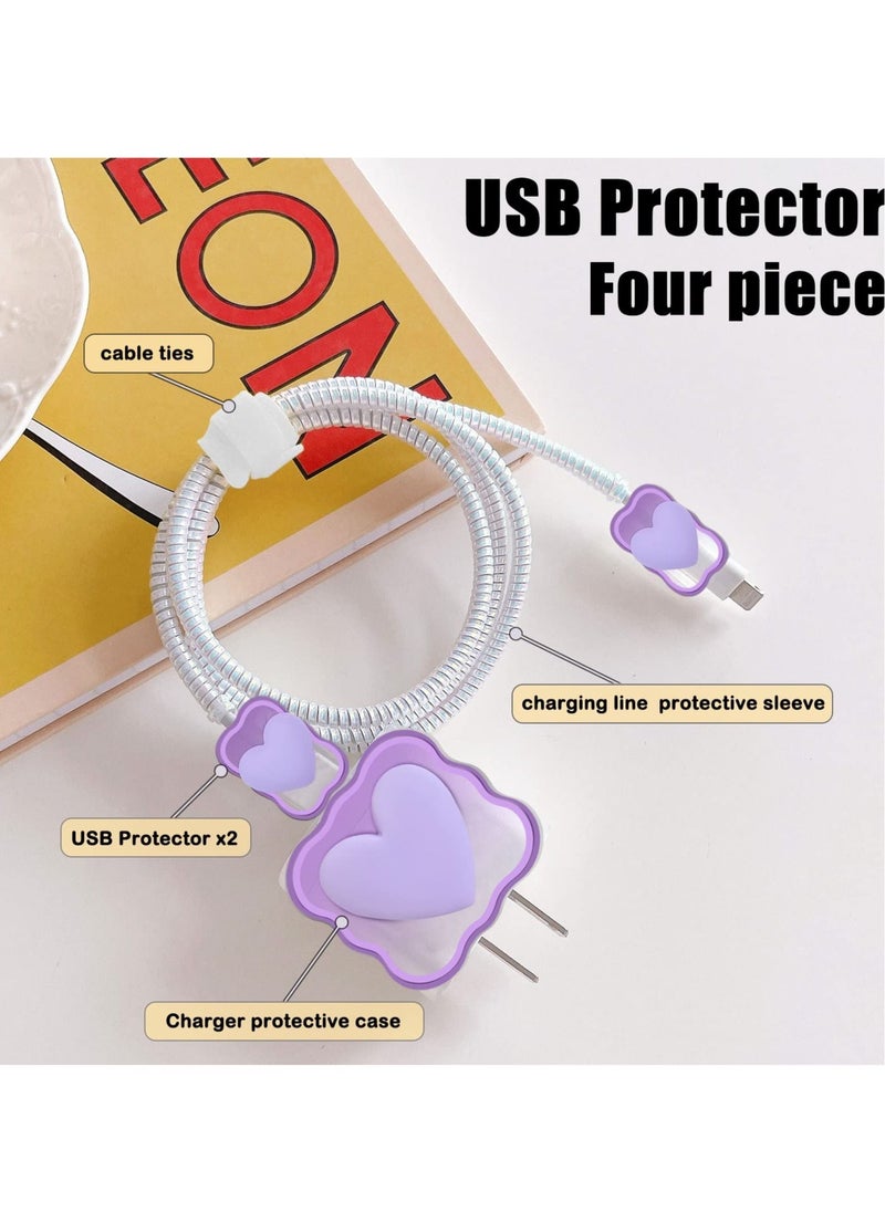 SYOSI - Cute Cable Protector Prevents Breakage Cable Cord Saver Case Ultra Compact for iPhone 11 12 13 14 Pro Max Charger Protector Purple - Image 1