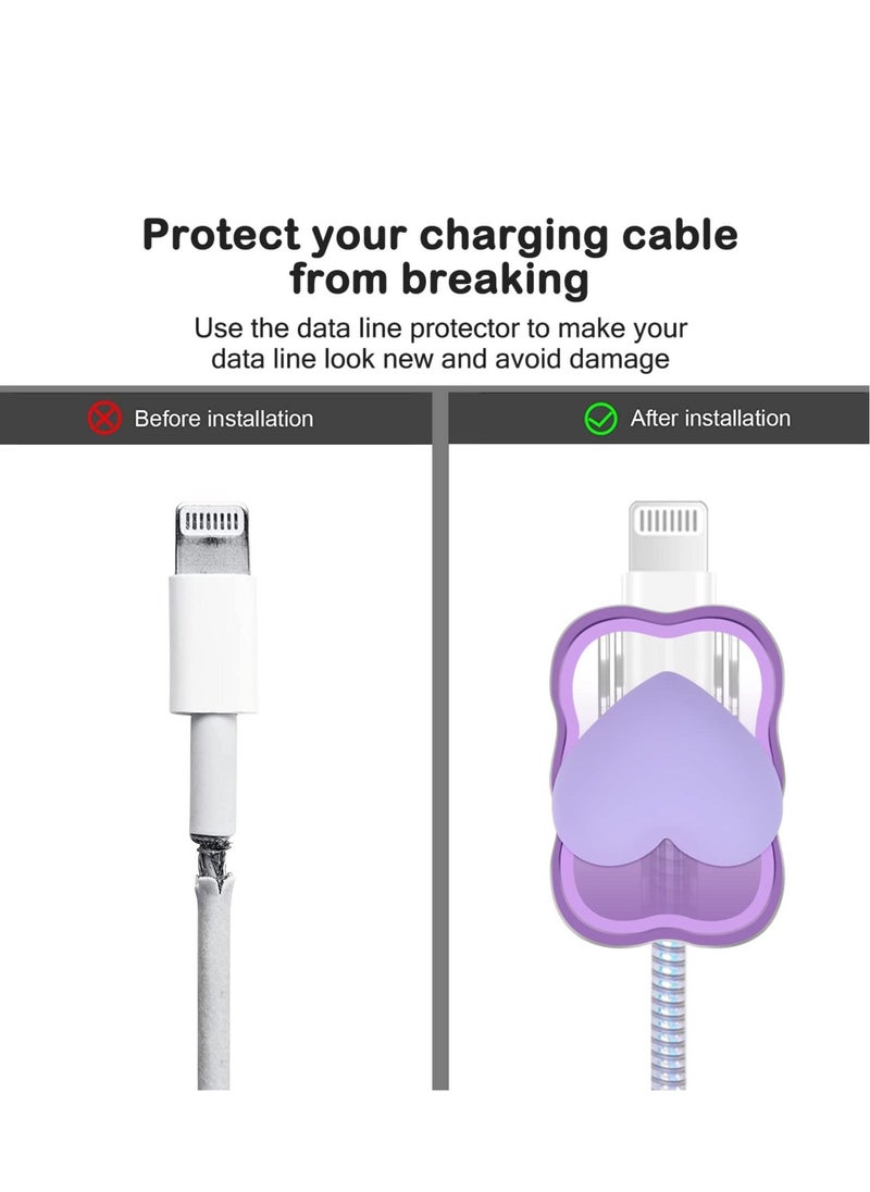 SYOSI - Cute Cable Protector Prevents Breakage Cable Cord Saver Case Ultra Compact for iPhone 11 12 13 14 Pro Max Charger Protector Purple - Image 1