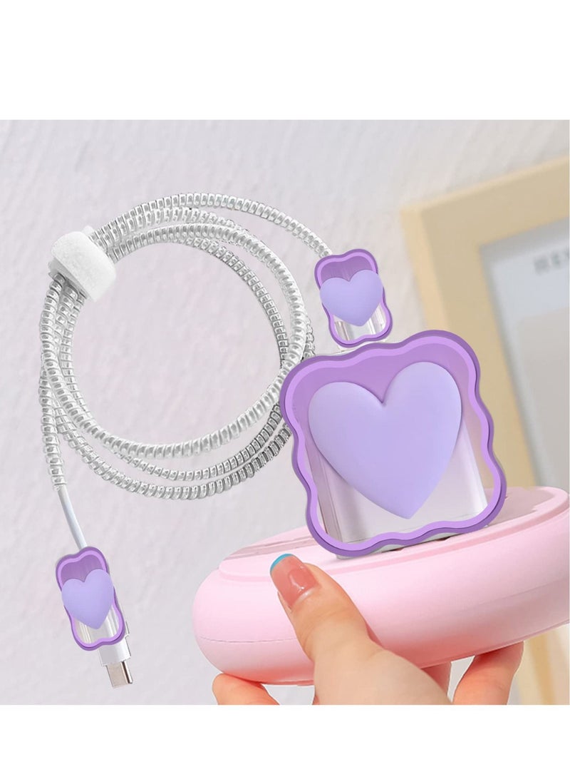SYOSI - Cute Cable Protector Prevents Breakage Cable Cord Saver Case Ultra Compact for iPhone 11 12 13 14 Pro Max Charger Protector Purple - Image 1