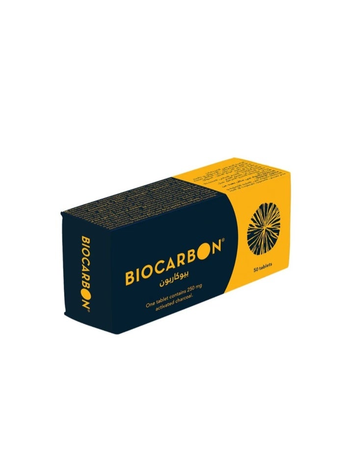 Biocarbon 50 Tablets – Activated Charcoal Digestive Support – Helps Relieve Bloating & Gas