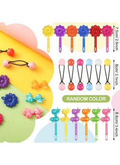Giegxin 60 Pcs Self Hinge Hair Barrettes For Girls Ball Bubble Hair Accessories 80S 90S Assorted Hair Clips Elastic Ponytail For Baby Toddler (Lovely Style)  - Image 2