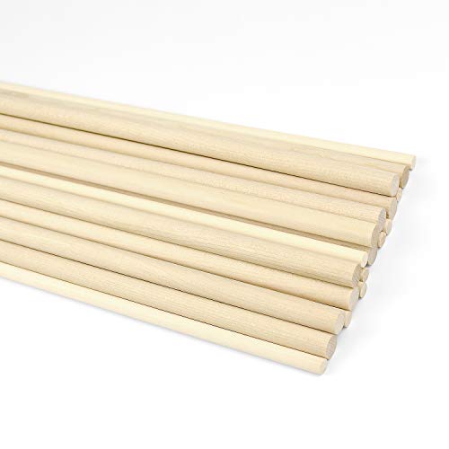 Thyores 20 Pcs Wooden Dowel Rods for Craft, Unfinished Natural Wood Craft Dowel Sticks 1/4 Inch / 2/5 Inch x 12 Inch - Image 4