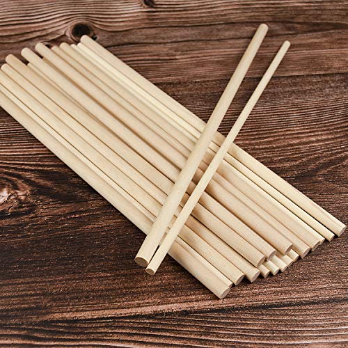 Thyores 20 Pcs Wooden Dowel Rods for Craft, Unfinished Natural Wood Craft Dowel Sticks 1/4 Inch / 2/5 Inch x 12 Inch - Image 3