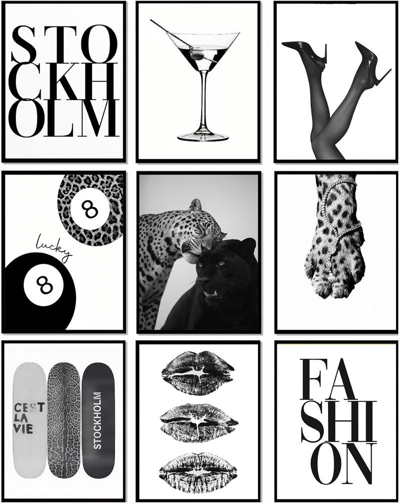 LOARTVE 9Pcs Preppy Travel Wall Art Prints Colorful Abstract Aesthetic Room Decor Pictures Trendy Canvas Posters for Teen Girls Bedroom Apartment College Dorm Decoration, Unframed - Image 1