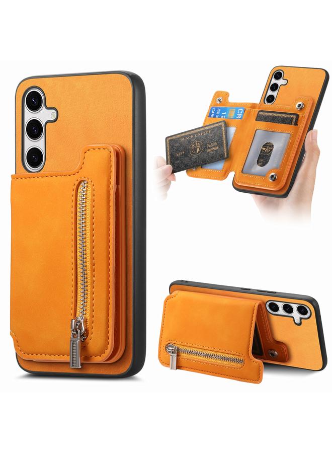 S-TOP Case For Samsung Galaxy S24+ 5G Retro MagSafe Zipper Wallet Card Bag Back Phone Case - Image 1