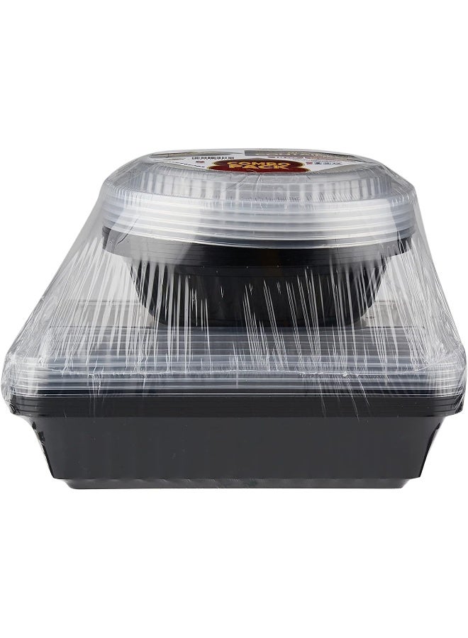 Hotpack حاوية مستطيلة قاعدة سوداء هوت باك 32 أونصة + 16 أونصة 5 قطع لكل منها  - Image 4