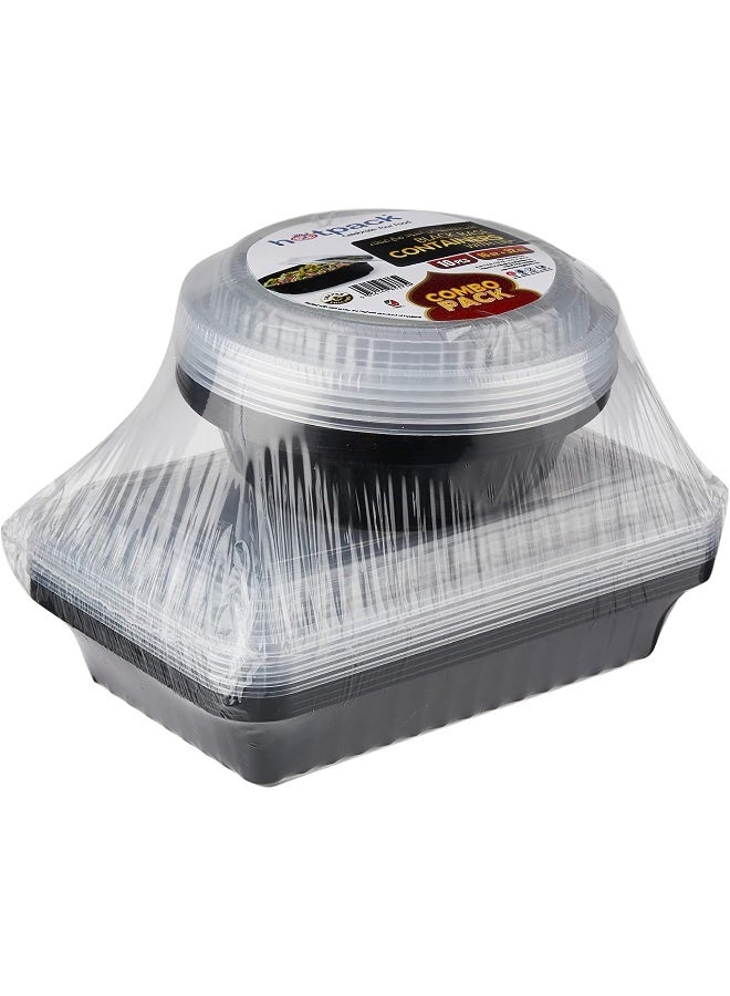 Hotpack حاوية مستطيلة قاعدة سوداء هوت باك 32 أونصة + 16 أونصة 5 قطع لكل منها  - Image 3