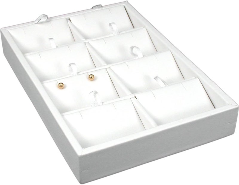 FindingKing White Leather 8 Slot Pendant Display Tray Jewelry Case