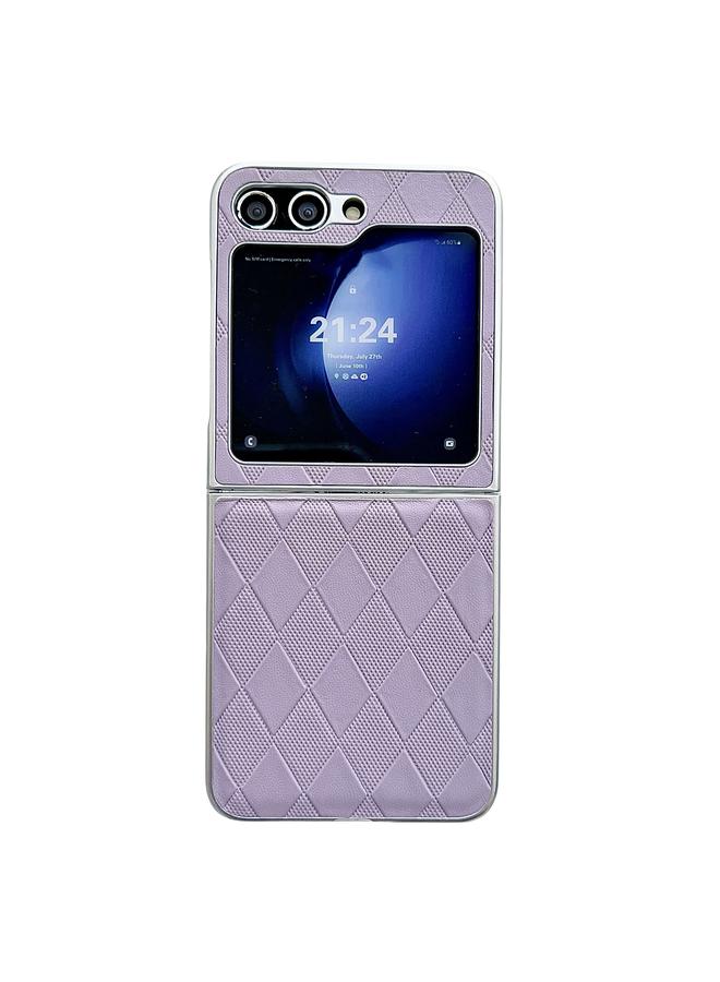 S-TOP Case For Samsung Galaxy Z Flip5 5G Pearlescent Paint Diamond Shaped Checkered Leather Phone Case - Image 1