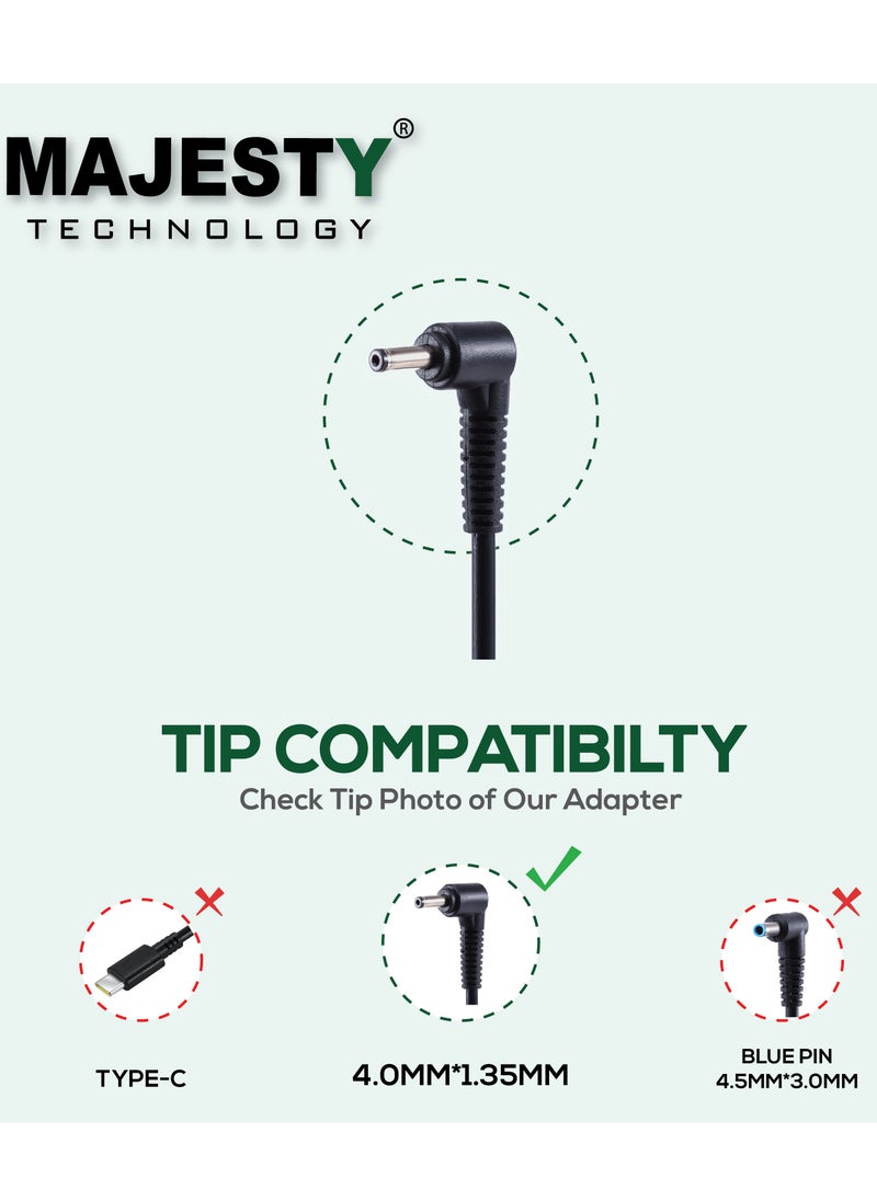 Majeste - 45W 19V 2.37A Laptop Charger Adapter Compatible with ASUS UX330 UX330U UX360 UX360C UX305 Q503UA Q504 Q504U Q504UA Q553 Q302 Q302L Q302LA Q302U S 2000 E X201 X202E X541NA - Image 1