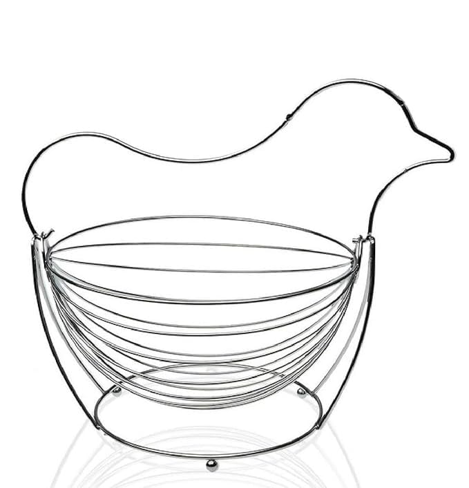KERFORA Stainless Steel Swing Fruit Basket Sparrow Shape Fruit Vegetable Storage Basket for Kitchen and Dining Table Stylish Sparrow Design for Fruits and Vegetables Pack of 1 - Image 2