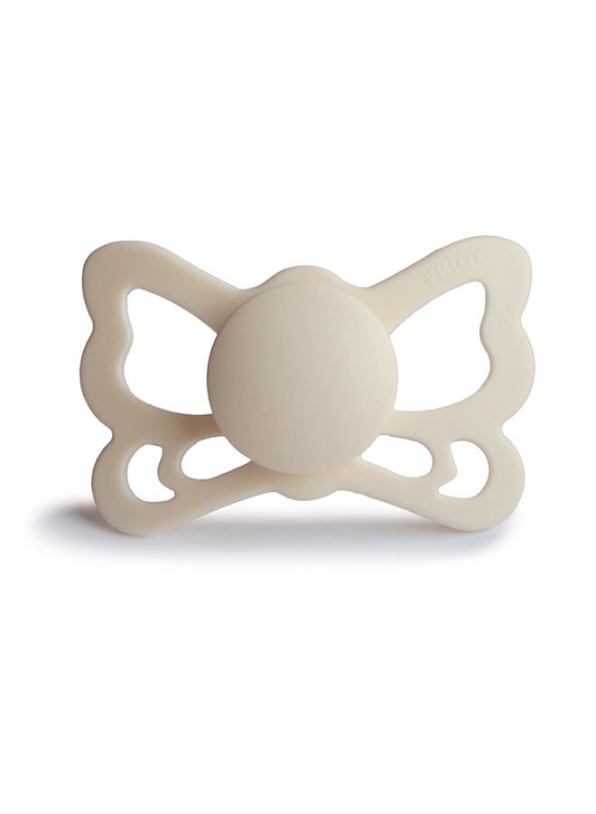FRIGG Butterfly Anatomical Silicone Baby Pacifier 6-18M 1-Pack Cream - Size 2