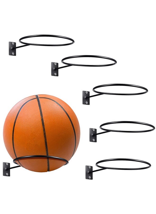 Threan 2 Pieces Mounted Ball Wall Storage Display Ball Storage Universal Ball Rack Metal Ball Holder Black Ball Rack Holder For Basketball Football Volleyball Soccer Storage Display  - Image 1