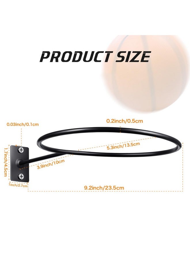 Threan 2 Pieces Mounted Ball Wall Storage Display Ball Storage Universal Ball Rack Metal Ball Holder Black Ball Rack Holder For Basketball Football Volleyball Soccer Storage Display  - Image 2