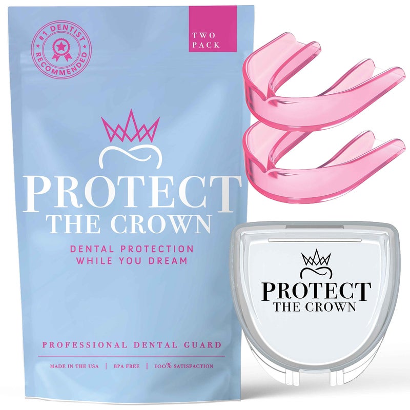 Protect The Crown Night Guard 2 Pack Mouthguard for Teeth Grinding Clenching Professional Mouth Guard for Light and Heavy Grinding Pink