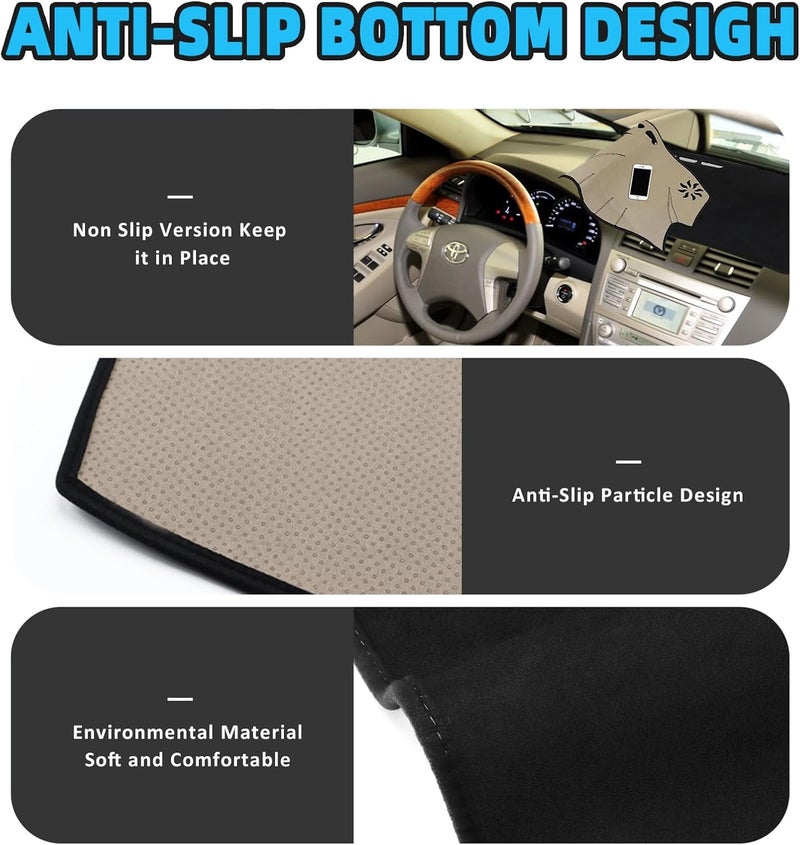 POSAID for Toyota Camry Dash Cover 2011 2010 2009 2008 2007 Dashboard Mat Cover for Toyota Camry 2011-2007, Black - Image 5