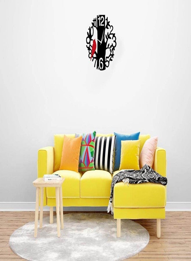 Ingo creation Wooden Designer Wall Clock for Home Decor (Red Bird and Black) - Image 3