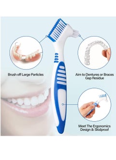 Anbbas Anbbas 2pcs Double Bristle Head Denture Brush Dental Cleaning Brush with Portable Toothbrush Cup Holder, Properly Clean Oral Appliance  - Image 3