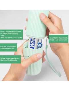 Anbbas Anbbas 2pcs Double Bristle Head Denture Brush Dental Cleaning Brush with Portable Toothbrush Cup Holder, Properly Clean Oral Appliance  - Image 2