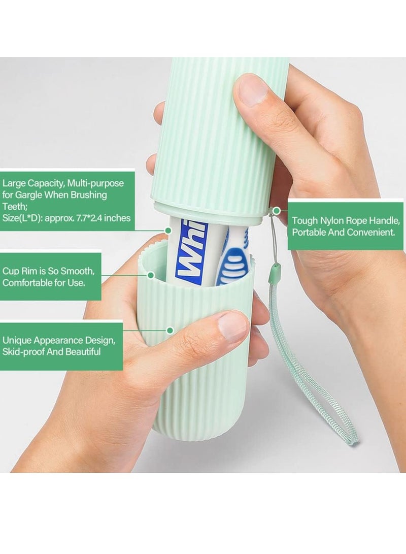 Anbbas Anbbas 2pcs Double Bristle Head Denture Brush Dental Cleaning Brush with Portable Toothbrush Cup Holder, Properly Clean Oral Appliance - Image 2