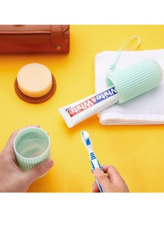 Anbbas Anbbas 2pcs Double Bristle Head Denture Brush Dental Cleaning Brush with Portable Toothbrush Cup Holder, Properly Clean Oral Appliance  - Image 4
