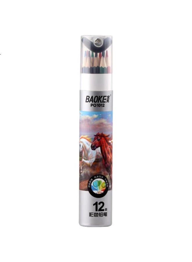 Baoke Po1012 Oil-Based Colored Pencils Hexagonal Wooden Pencils Clear Color Drawing Colored Pencils 12 Colors In Paper Tube - Image 3