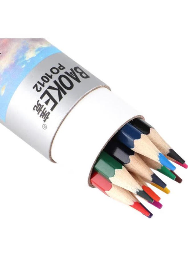 Baoke Po1012 Oil-Based Colored Pencils Hexagonal Wooden Pencils Clear Color Drawing Colored Pencils 12 Colors In Paper Tube - Image 2