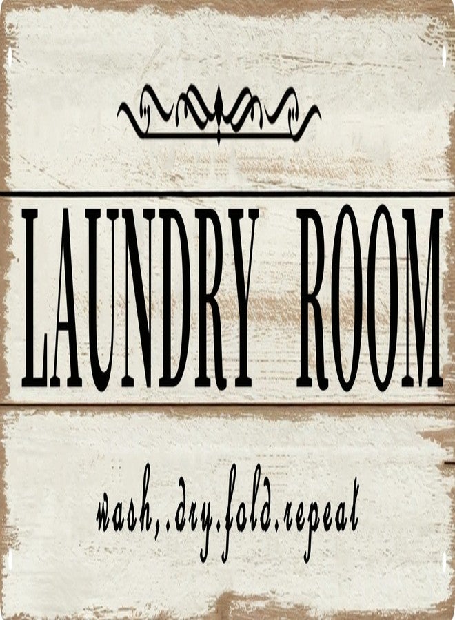 CSWLJS Laundry Room Decor Sign Metal Rustic Farmhouse Family Laundry Room Wall Sign Wash Dry Fold Repeat Wall Decor Prints for Home Laundry Room 4x16 in - Image 1