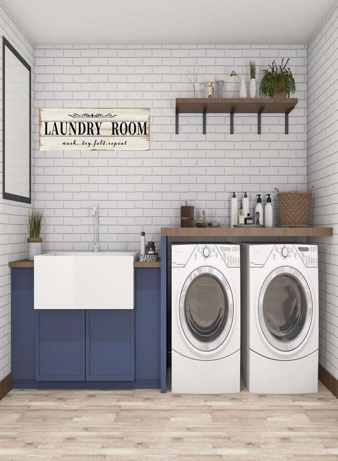 CSWLJS Laundry Room Decor Sign Metal Rustic Farmhouse Family Laundry Room Wall Sign Wash Dry Fold Repeat Wall Decor Prints for Home Laundry Room 4x16 in - Image 4