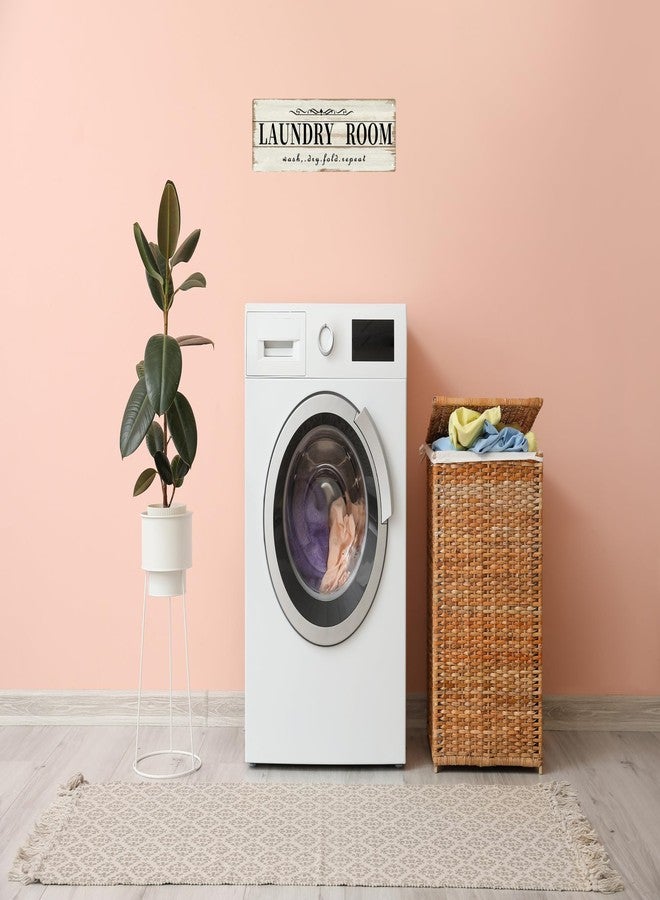 CSWLJS Laundry Room Decor Sign Metal Rustic Farmhouse Family Laundry Room Wall Sign Wash Dry Fold Repeat Wall Decor Prints for Home Laundry Room 4x16 in - Image 5