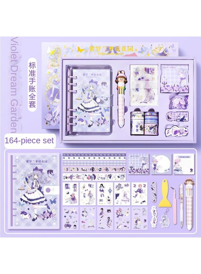 Bluejw Hand Ledger Suit Gift Box A Set Of Cute Girls Children's Hand Ledger Notebook Primary School Students Stationery Tools Gift - Image 1