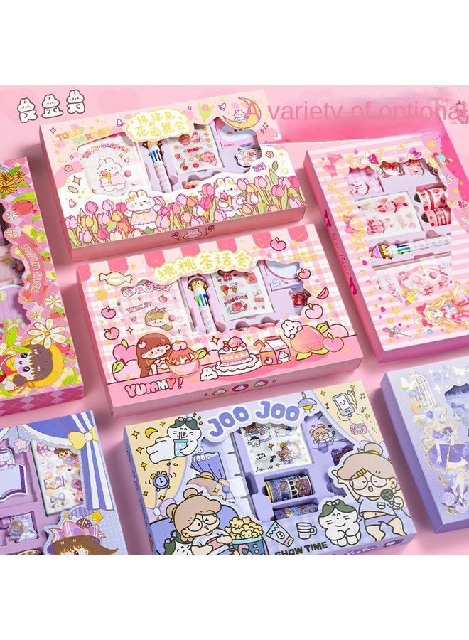 Bluejw Hand Ledger Suit Gift Box A Set Of Cute Girls Children's Hand Ledger Notebook Primary School Students Stationery Tools Gift - Image 4