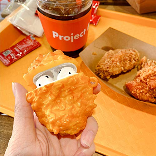 LEWOTE Silicone Case Compatible with Apple Airpods 1&2 Funny Cute Cover[Simulation Food Series](Fried Chicken Nuggets) - Image 5