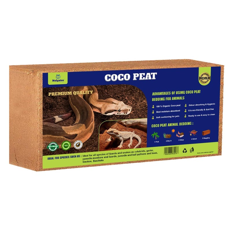 Nelgates Reptile Bedding 650g Organic Coco peat Block for Snake Habitat, Ball Python Terrarium, Turtle Tanks, Tortoise Enclosure - Image 1