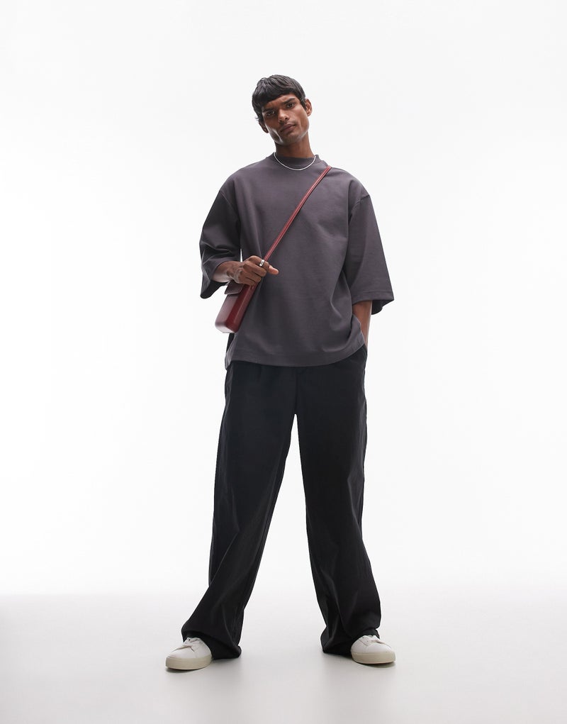 توب مان تيشيرت ثقيل بقصة واسعة وأكمام متوسطة - Image 4