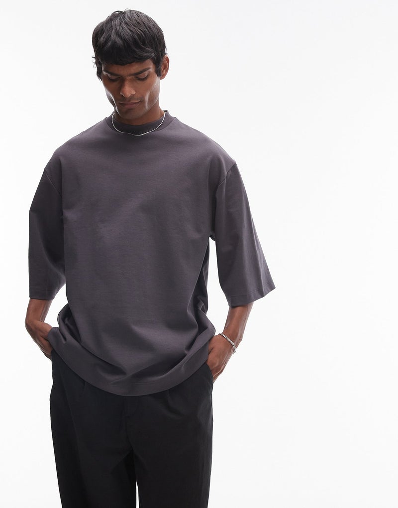 TOPMAN Premium Heavyweight Oversized Fit Mid Sleev - Image 1