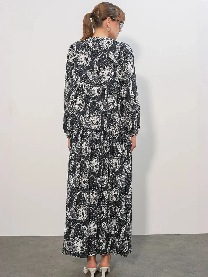 Big Dart Multicolor BDART Patterned V-Neck Maxi Dress for Women | Best Price UAE