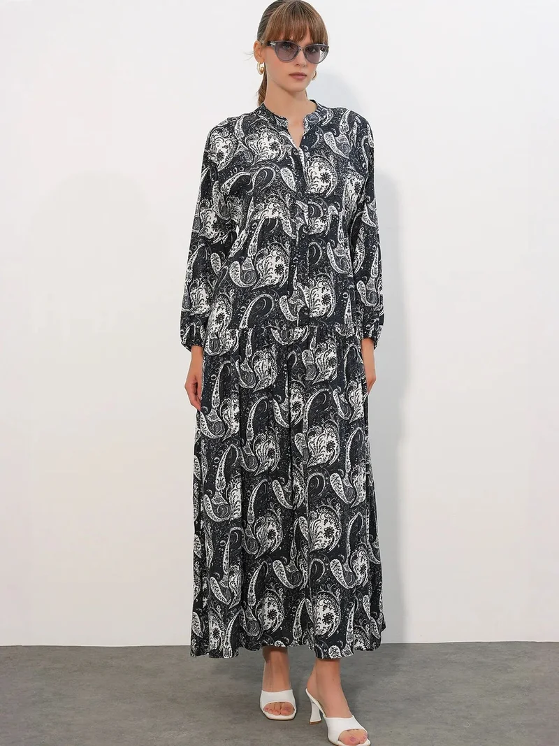 Big Dart Multicolor BDART Patterned V-Neck Maxi Dress for Women | Best Price UAE