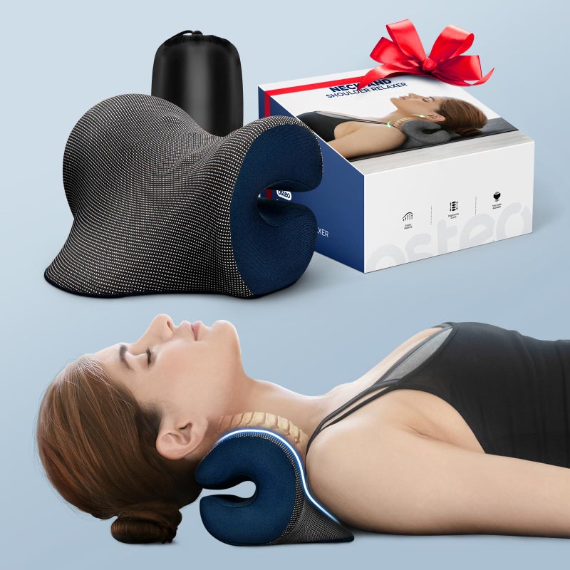 Osteo Neck Stretcher with Magnetic Therapy Cover 2 ModesGentleStrong Pain Relief Cervical Traction Device odorless Neck and Shoulder Relaxer Chiropractic Pillow for TMJ Headache Spine Alignment