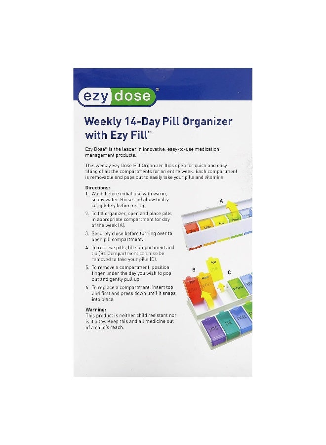 Ezydose Ezy Dose, Weekly 14-Day with Ezy Fill Pill Organizer, 1 Count - Image 2